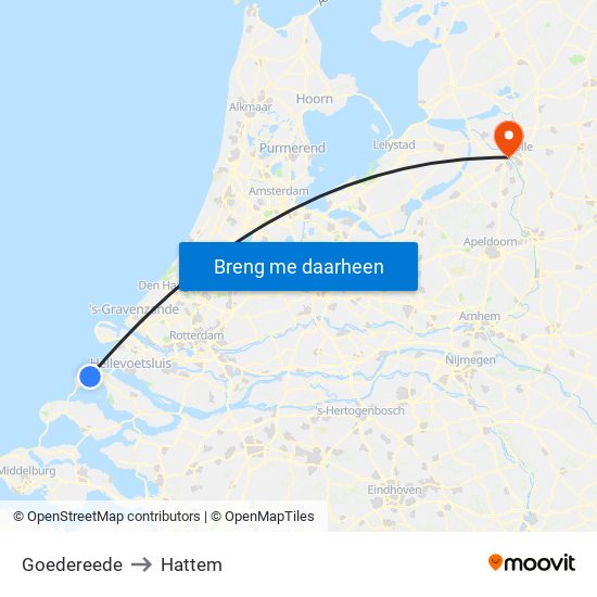 Goedereede to Hattem map
