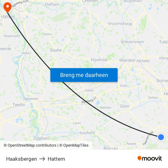 Haaksbergen to Hattem map