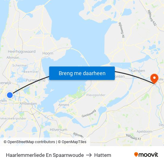 Haarlemmerliede En Spaarnwoude to Hattem map