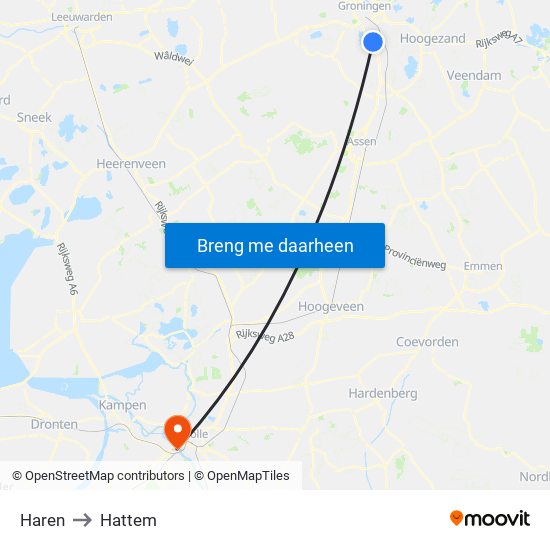 Haren to Hattem map