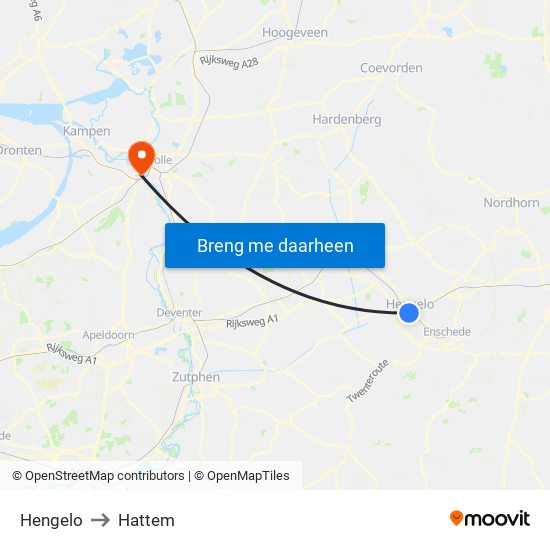 Hengelo to Hattem map