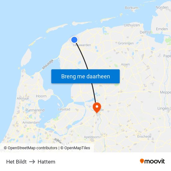 Het Bildt to Hattem map