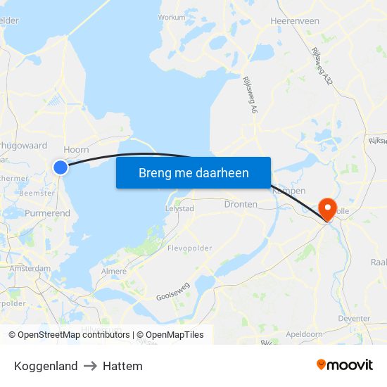 Koggenland to Hattem map
