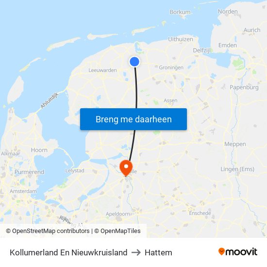 Kollumerland En Nieuwkruisland to Hattem map