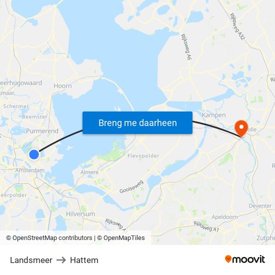 Landsmeer to Hattem map