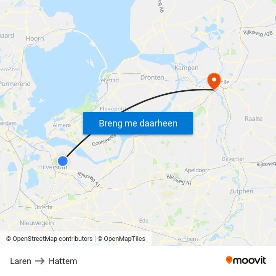 Laren to Hattem map