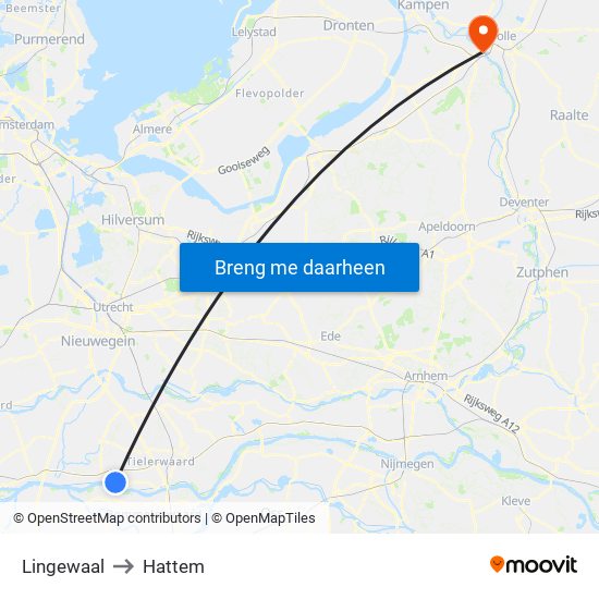 Lingewaal to Hattem map