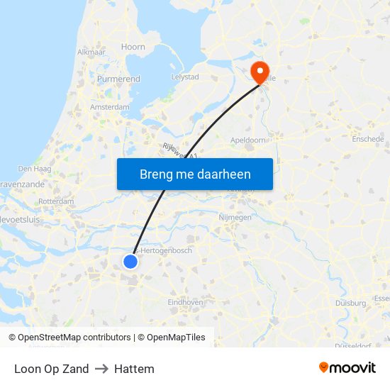 Loon Op Zand to Hattem map