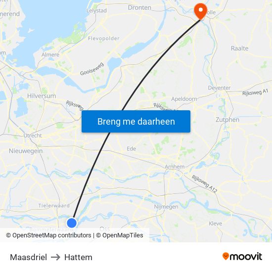 Maasdriel to Hattem map