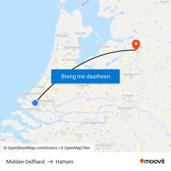 Midden-Delfland to Hattem map