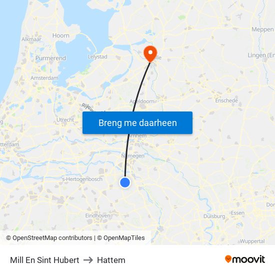 Mill En Sint Hubert to Hattem map