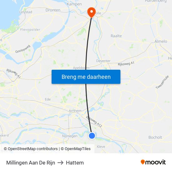 Millingen Aan De Rijn to Hattem map