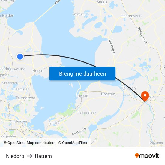 Niedorp to Hattem map