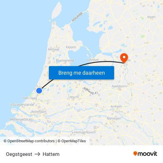 Oegstgeest to Hattem map