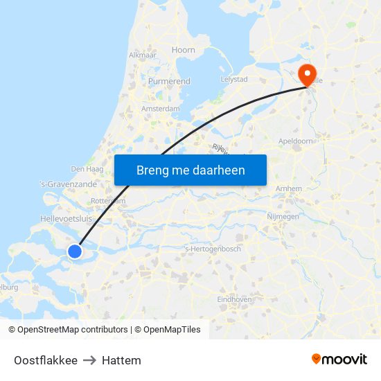 Oostflakkee to Hattem map