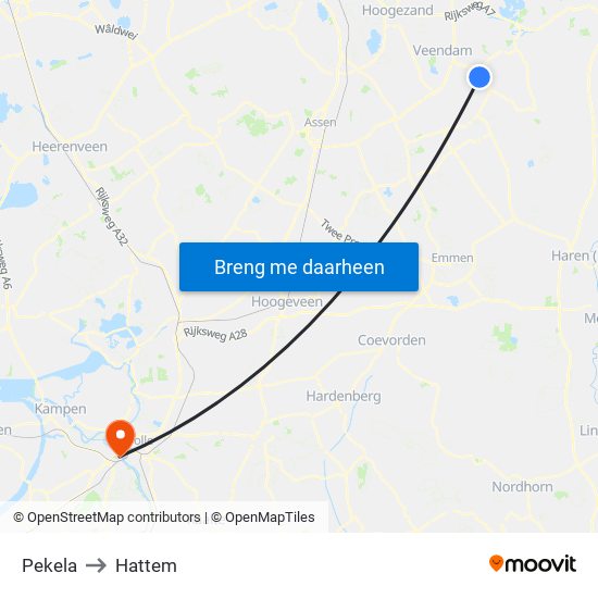 Pekela to Hattem map