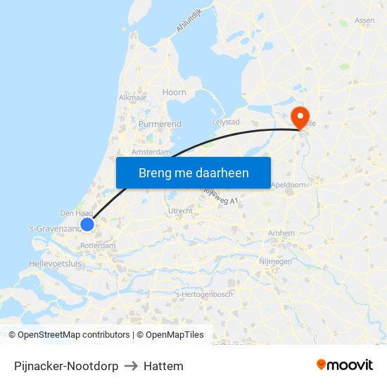 Pijnacker-Nootdorp to Hattem map