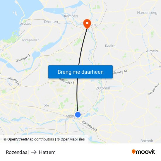 Rozendaal to Hattem map
