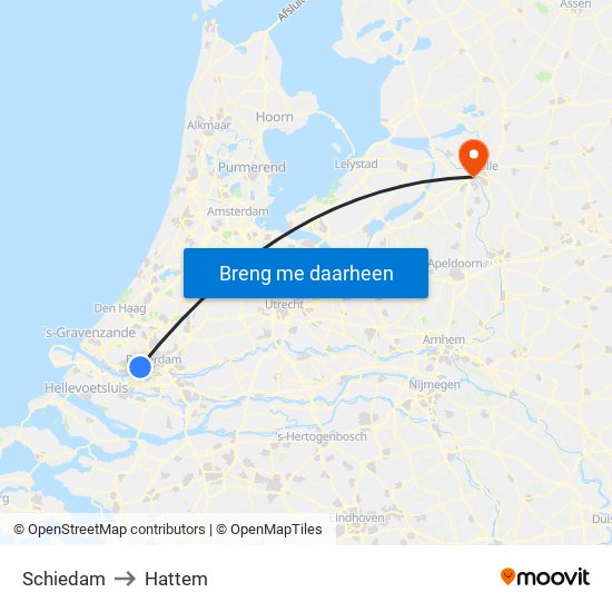 Schiedam to Hattem map