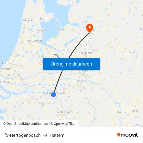'S-Hertogenbosch to Hattem map