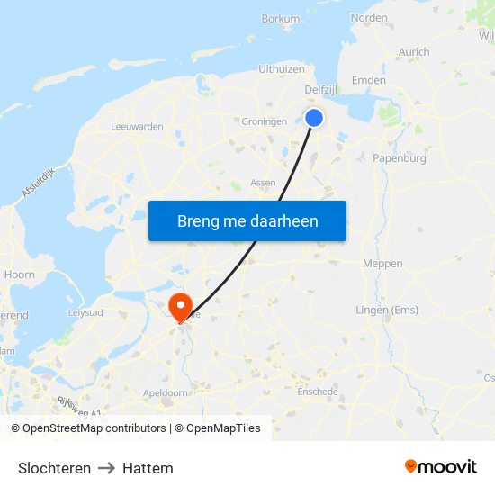 Slochteren to Hattem map