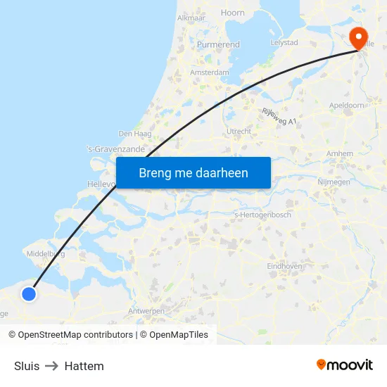 Sluis to Hattem map