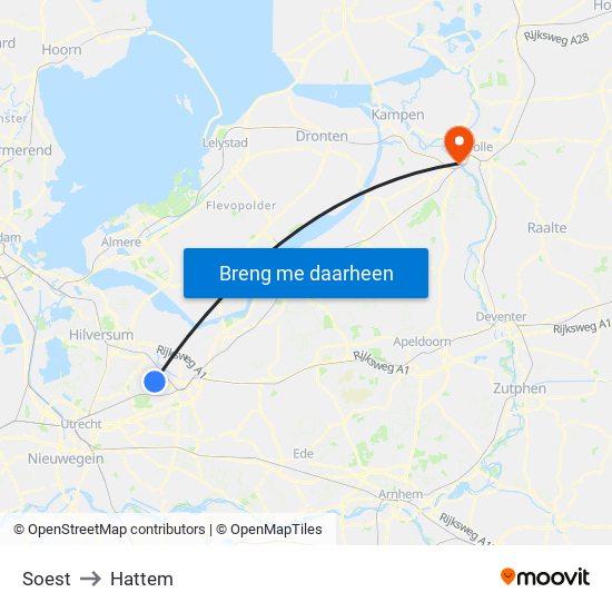 Soest to Hattem map