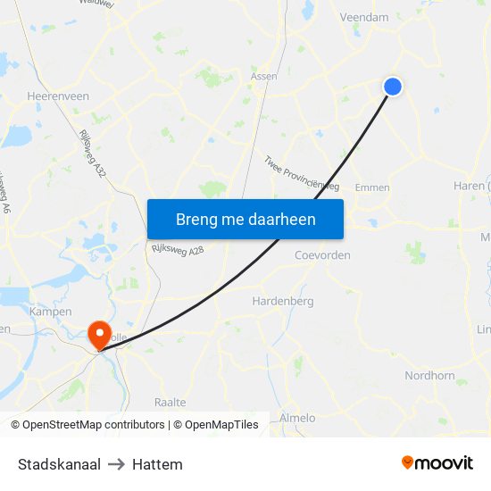 Stadskanaal to Hattem map