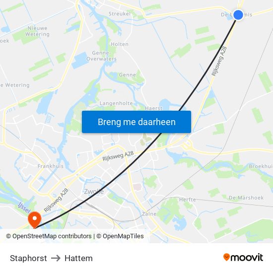 Staphorst to Hattem map