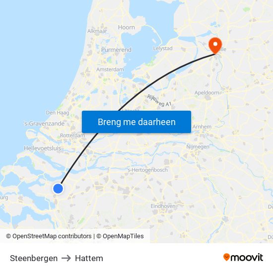 Steenbergen to Hattem map