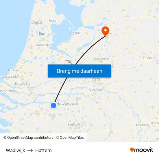 Waalwijk to Hattem map