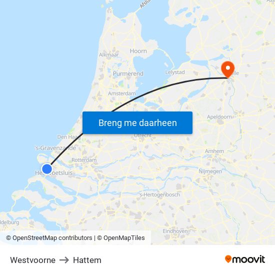 Westvoorne to Hattem map