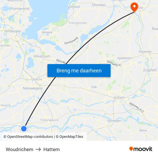 Woudrichem to Hattem map