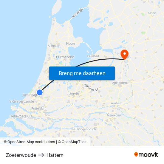 Zoeterwoude to Hattem map