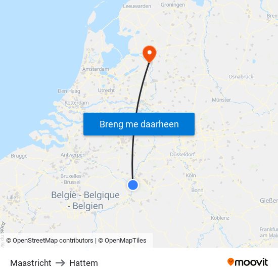 Maastricht to Hattem map