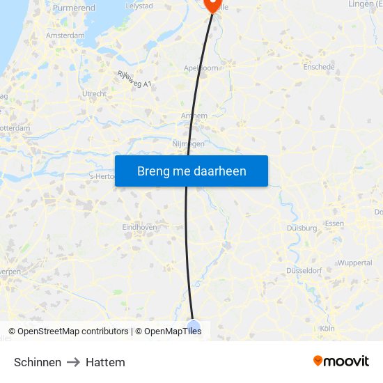 Schinnen to Hattem map
