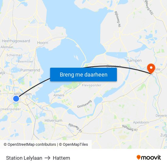 Station Lelylaan to Hattem map