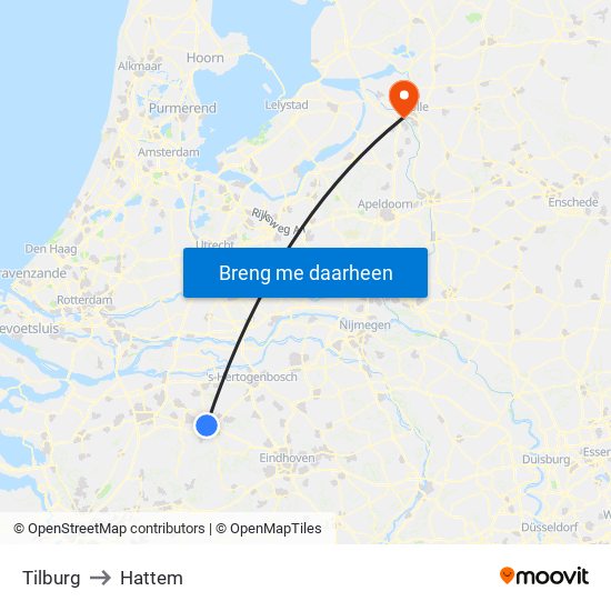 Tilburg to Hattem map
