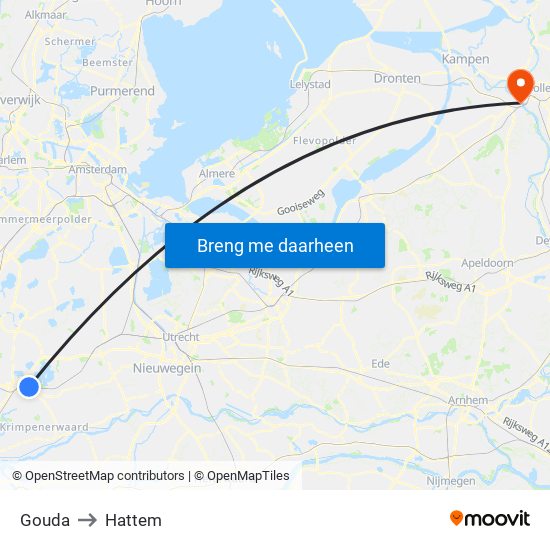 Gouda to Hattem map