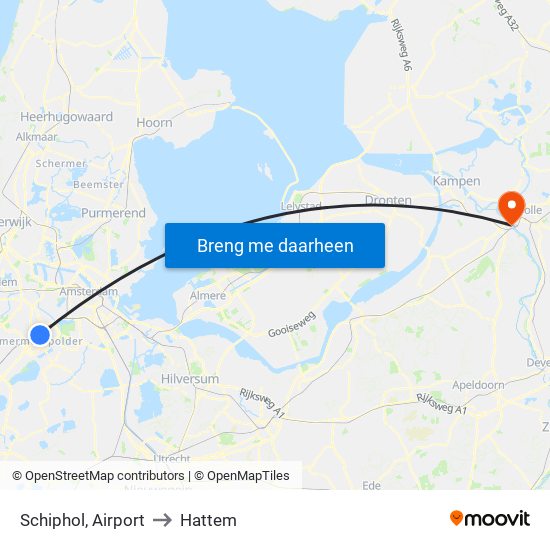 Schiphol, Airport to Hattem map