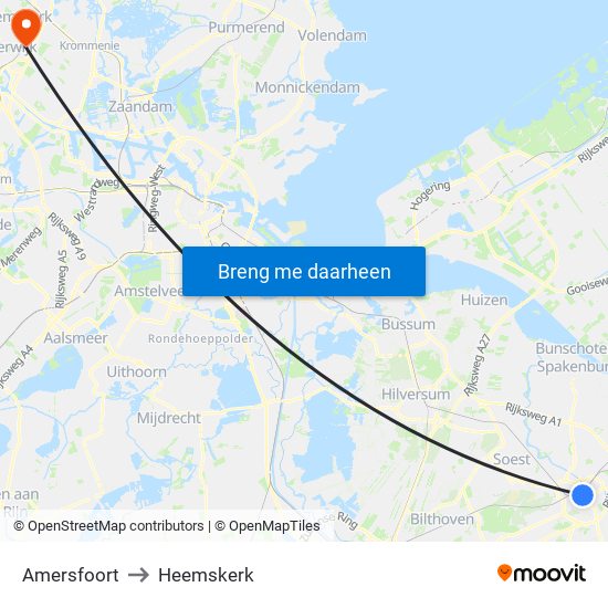 Amersfoort to Heemskerk map
