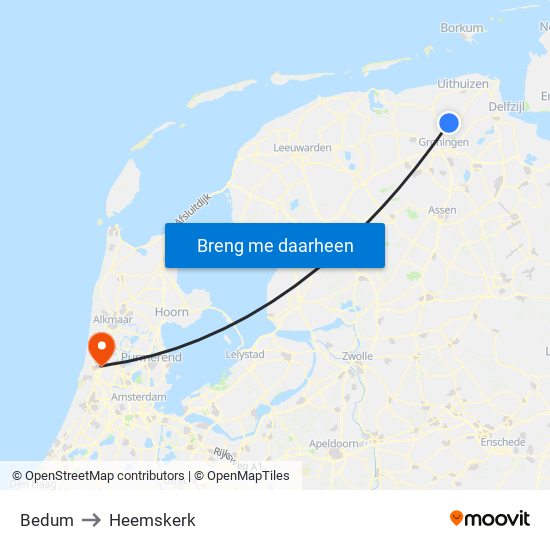 Bedum to Heemskerk map
