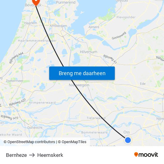 Bernheze to Heemskerk map