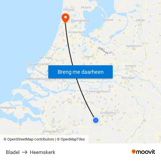 Bladel to Heemskerk map