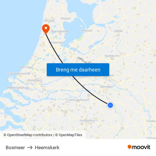 Boxmeer to Heemskerk map