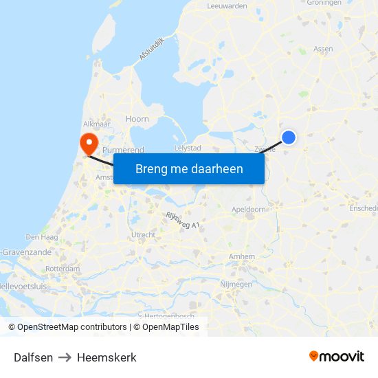 Dalfsen to Heemskerk map