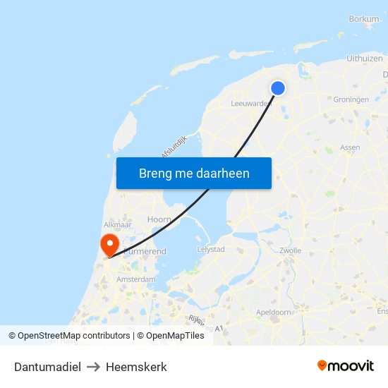 Dantumadiel to Heemskerk map
