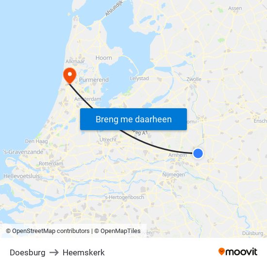 Doesburg to Heemskerk map