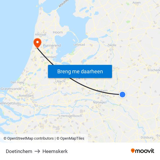 Doetinchem to Heemskerk map