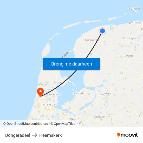 Dongeradeel to Heemskerk map